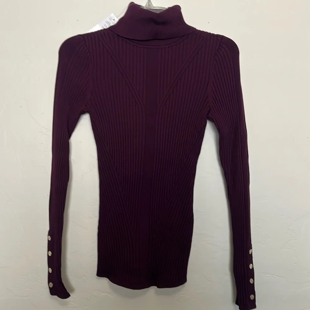 WHBM Plum Noir Ribbed Turtleneck Sweater - Picture 1 of 13
